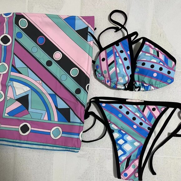 Emilio Pucci Blue and Pink Bikini Set - Picture 1 of 4